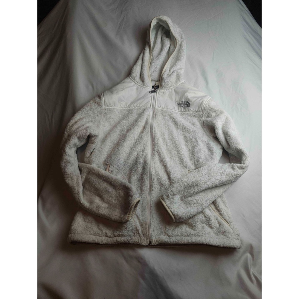 The North Face Osito Fleece Hooded Jacket Womens Large White Full Zip Outdoors